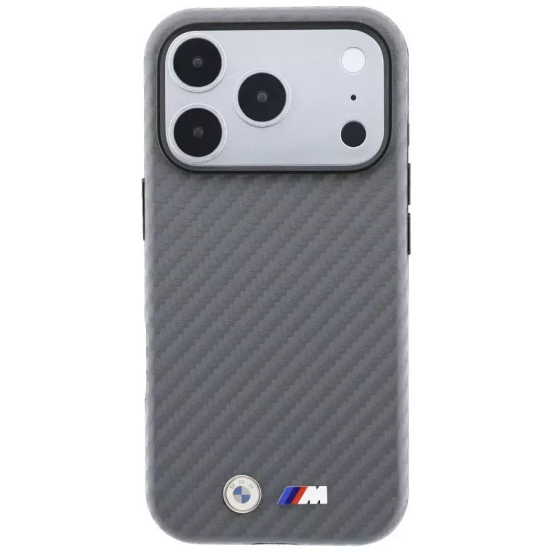 BMW M Carbon Metal Logo Funda MagSafe para iPhone 18 Pro / 17 Pro - Gris
