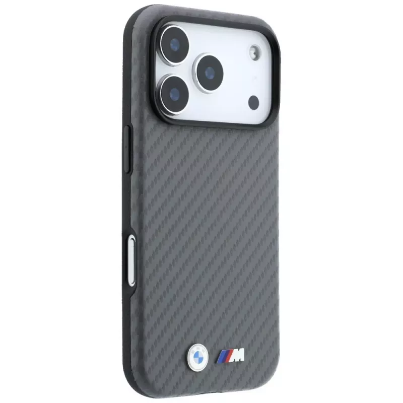BMW M Carbon Metal Logo Funda MagSafe para iPhone 18 Pro / 17 Pro - Gris