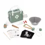 Janod set de veterinario - set de juego de rol de 10 piezas con instrumentos de madera y bolsa de tela