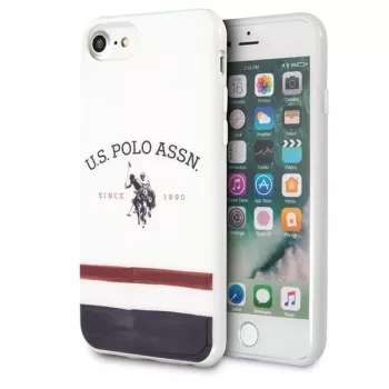 U.S. POLO ASSN. USHCI8PCSTRB funda para iPhone 7/8/SE 2020/SE 2022 blanca con estampado tricolor colección
