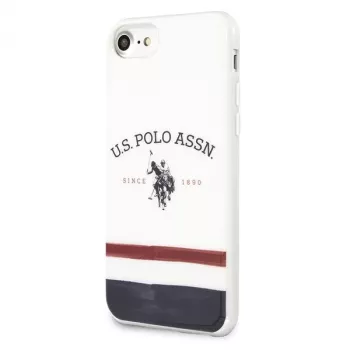 U.S. POLO ASSN. USHCI8PCSTRB funda para iPhone 7/8/SE 2020/SE 2022 blanca con estampado tricolor colección