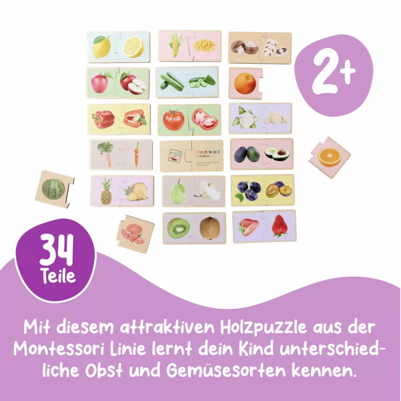 Eichhorn Puzzle Montessori - Puzzle de madera con clavijas para niños pequeños a partir de 12 meses, FSC 100%