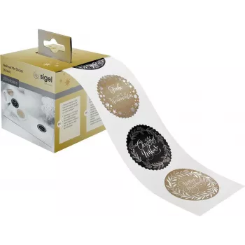 Sigel CS120 Pegatinas navideñas de letras, negro/oro/plata, 200 uds.
