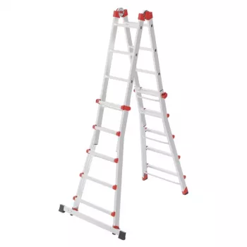 Hailo M80 Escalera combinada multiusos 4x5 peldaños, aluminio, 20 peldaños, 150 kg, EN 131 Professional