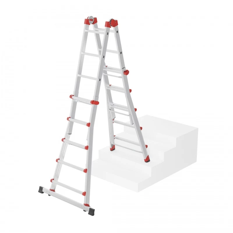 Hailo M80 Escalera combinada multiusos 4x5 peldaños, aluminio, 20 peldaños, 150 kg, EN 131 Professional