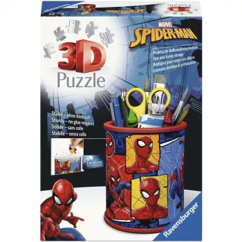 RAVENSBURGER Puzzle 3D Portalápices Spider-Man - 54 piezas, Oficial Marvel, Easy Click