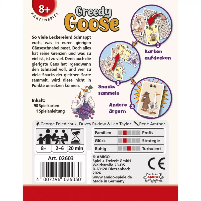 AMIGO Greedy Goose Juego de mesa infantil para 2-4 jugadores a partir de 5 años