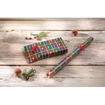 SIGEL GP122 Papel de regalo navideño Marrón estilo Cut-Out con tira desprendible, 5 m x 70 cm, 80 g/m², certificado FSC