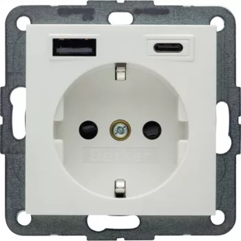 Berker S.1 toma de corriente SCHUKO con USB-C PD 20W, blanco polar mate