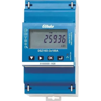Eltako DSZ16D-3x100A contador de corriente trifásica, medición directa, certificado MID, 100A, carril DIN
