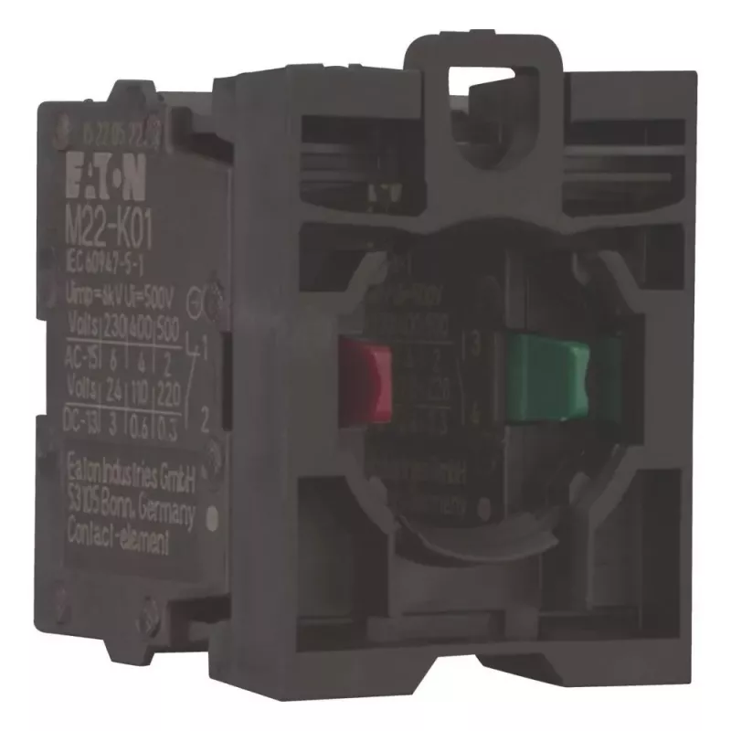 Eaton M22-AK11 Bloque de contactos auxiliares, 1NO+1NC, montaje frontal, conexiones por tornillo