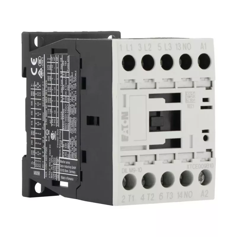 Eaton DILM9-10 24 V DC Contactor de potencia 3 polos, 9 A AC-3, 4 kW, 1 contacto auxiliar NA
