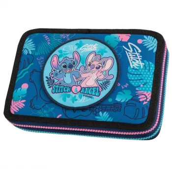 McNeill Estuche de plumas XL precargado con 2 cremalleras Disney Stitch