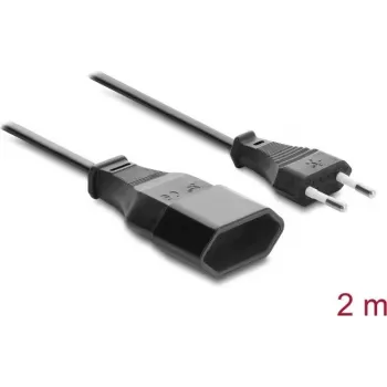 Delock cable alargador con enchufe euro CEE 7/16 macho a hembra 2 x 0,75 mm², 2 m, negro