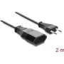Delock cable alargador con enchufe euro CEE 7/16 macho a hembra 2 x 0,75 mm², 2 m, negro