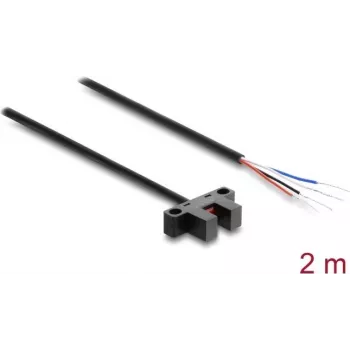 Delock barrera fotoeléctrica en horquilla 5 mm tipo K con 4 extremos de cable abiertos PNP L/D conmutable 2 m