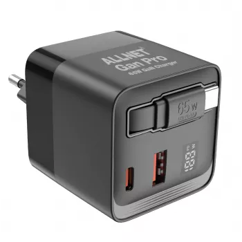 ALLNET cargador de pared GaN USB-C PD de 65W con Quick Charge 3.0, 2x USB-C y 1x USB-A