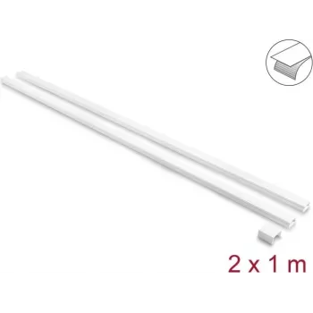 Delock Canaleta autoadhesiva para cables con tapa corredera 24 x 14 mm incl. conectores - 1 m de longitud, pack de 2, blanco