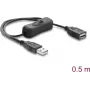 Delock Cable alargador USB Type-A conector macho a conector hembra con interruptor 0,5 m negro