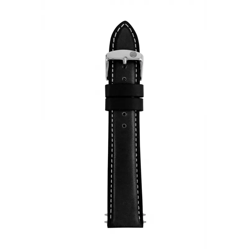 Zeppelin Correa de reloj de piel auténtica negra 20mm