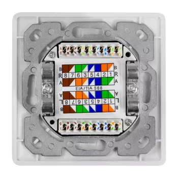 LOGILINK Toma de pared Cat.6A 2xRJ45 STP, vertical, blanco señal