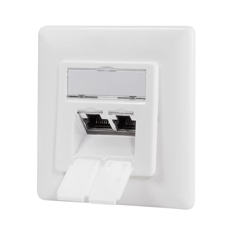 LOGILINK Toma de pared Cat.6A 2xRJ45 STP, vertical, blanco señal