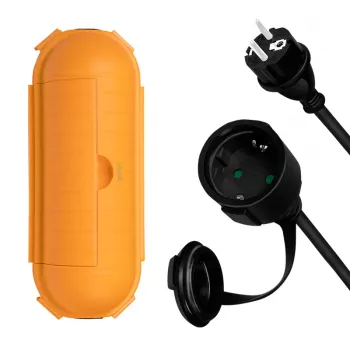 LogiLink LPS239 Set de alargador de exterior con caja de protección, 10 m, Schuko, IP44, negro