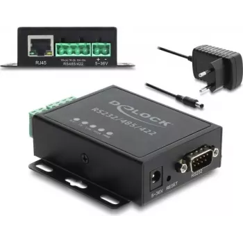 Delock convertidor Ethernet LAN a RS-232/RS-485/RS-422 y pasarela Modbus RTU/TCP con aislamiento de 1,5 kV