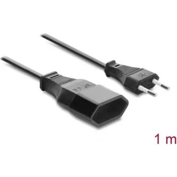 Delock cable alargador Europlug CEE 7/16 conector macho a conector hembra 2 x 0,75 mm², 1 m, negro