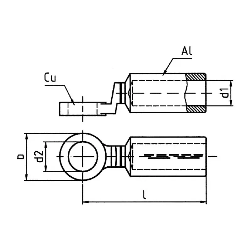 Klauke 370R12 manguito de unión bimetálico Al-Cu 185 mm², paquete de 5 uds.