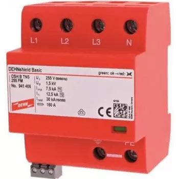 DEHN DSH B TNS 255 FM pararrayos y protector contra sobretensiones combinado Type 1+2 para sistemas TNS
