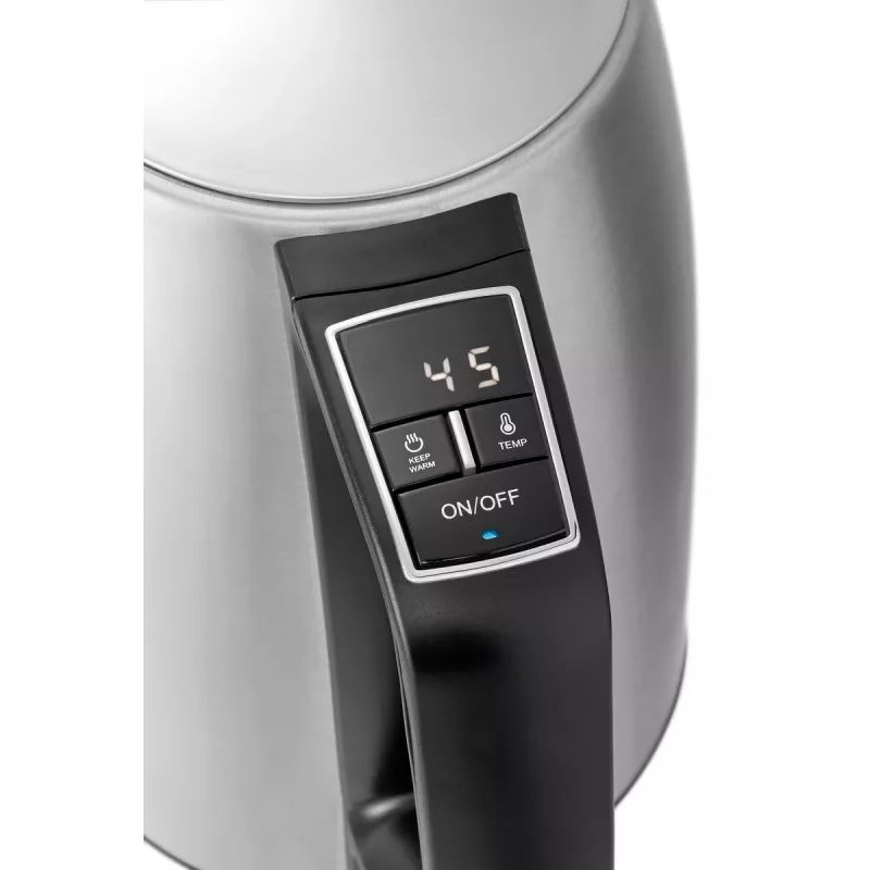 Bartscher hervidor de agua 1,7 l con control digital de temperatura 200133, 14 niveles 35-100 °C, acero inoxidable, 2200 W
