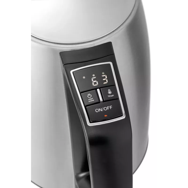 Bartscher hervidor de agua 1,7 l con control digital de temperatura 200133, 14 niveles 35-100 °C, acero inoxidable, 2200 W