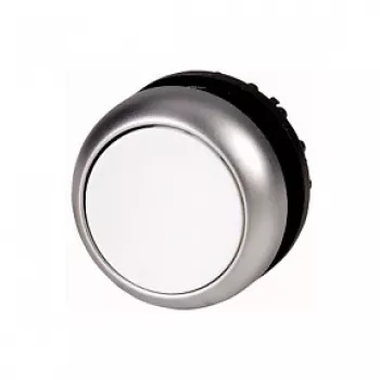 Eaton M22-D-W actuador pulsador plano, momentáneo, blanco, montaje 22,5 mm, IP66/IP67/IP69K