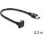 Cable Delock USB 5 Gbps USB Type-A macho a USB Micro-B macho con bloqueo de tornillo en ángulo de 90° hacia arriba 0,3 m negro