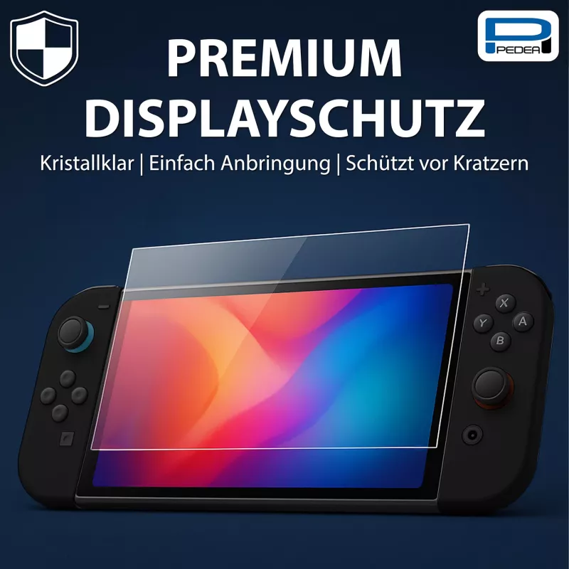 Protector de pantalla de cristal templado PEDEA para Nintendo Switch 2 (2025) - dureza 9H, claridad HD, sin burbujas, bordes 2.5D