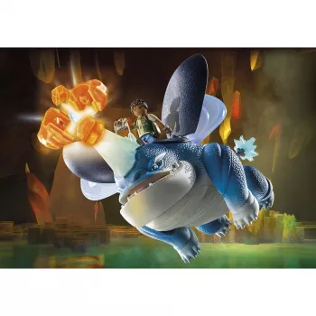 Playmobil 71082 Dragons: The Nine Realms - Plowhorn y D'Angelo con función de explosión de roca de cristal