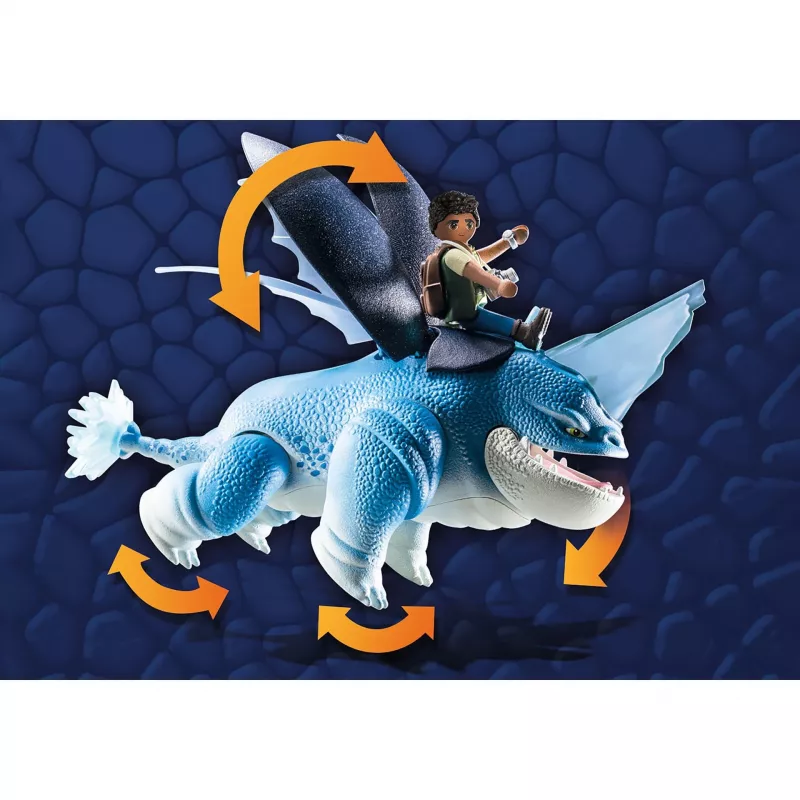 Playmobil 71082 Dragons: The Nine Realms - Plowhorn y D'Angelo con función de explosión de roca de cristal