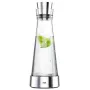 EMSA Flow Slim jarra de cristal 1,0L con elemento refrigerante, vidrio borosilicato, tapa CloseUp antigoteo, transparente/plata