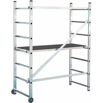 KRAUSE CORDA andamio Mini altura 3m andamio móvil de aluminio con 4 ruedas giratorias, plataforma 1500x600mm, clase de carga 2, EN 1004