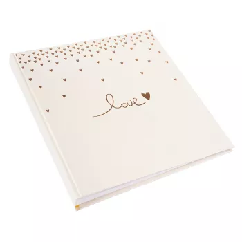 Goldbuch Raining Hearts beige álbum de fotos, 60 páginas blancas, tapa dura, cubierta de PU, 31x30 cm