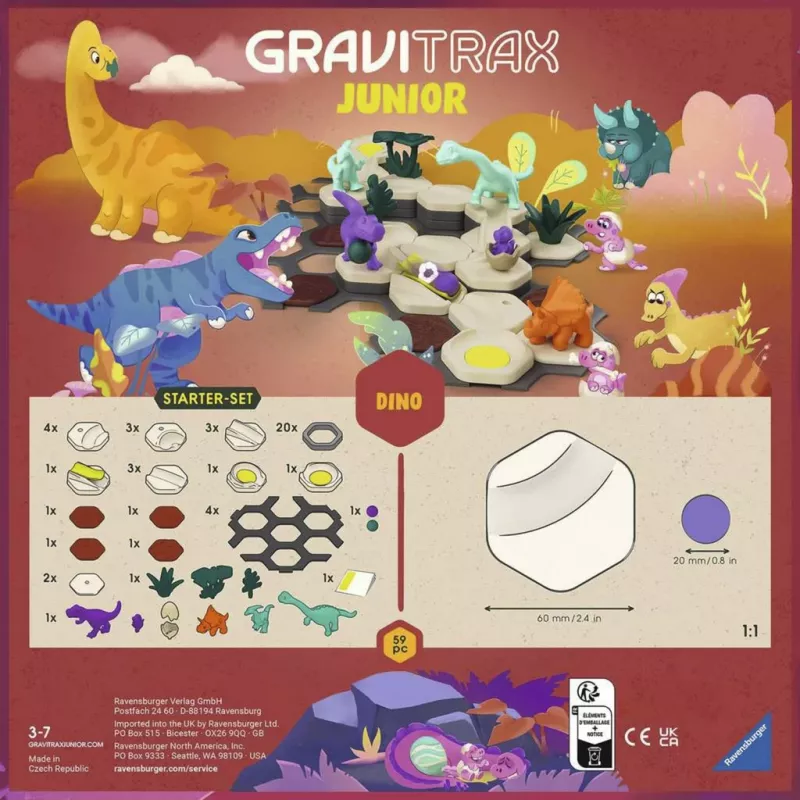 RAVENSBURGER GraviTrax Junior Starter Set S Dino - Circuito de canicas de 102 piezas para niños a partir de 3 años