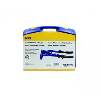 Gesipa PolyGrip® Junior Caja de remaches – Surtido de remaches ciegos de 352 piezas en maletín metálico