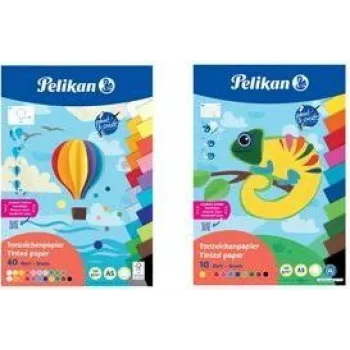 Bloc de papel de seda Pelikan DIN A3, 10 hojas, 10 colores diferentes, 120 g/m², encolado por la cabeza