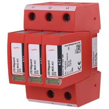 DEHN DG M TNC ACI 275 FM Tipo 2 limitador de sobretensión, 3 polos, 275 V AC, con señalización remota