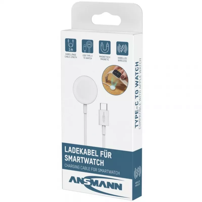 ANSMANN cable de carga USB-C para Apple Watch 100cm