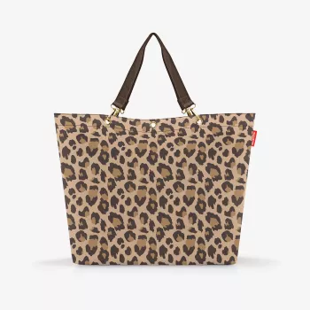 Reisenthel Shopper XL Leo Macchiato – bolsa de compra grande de PET reciclado con estampado de leopardo, 35 L