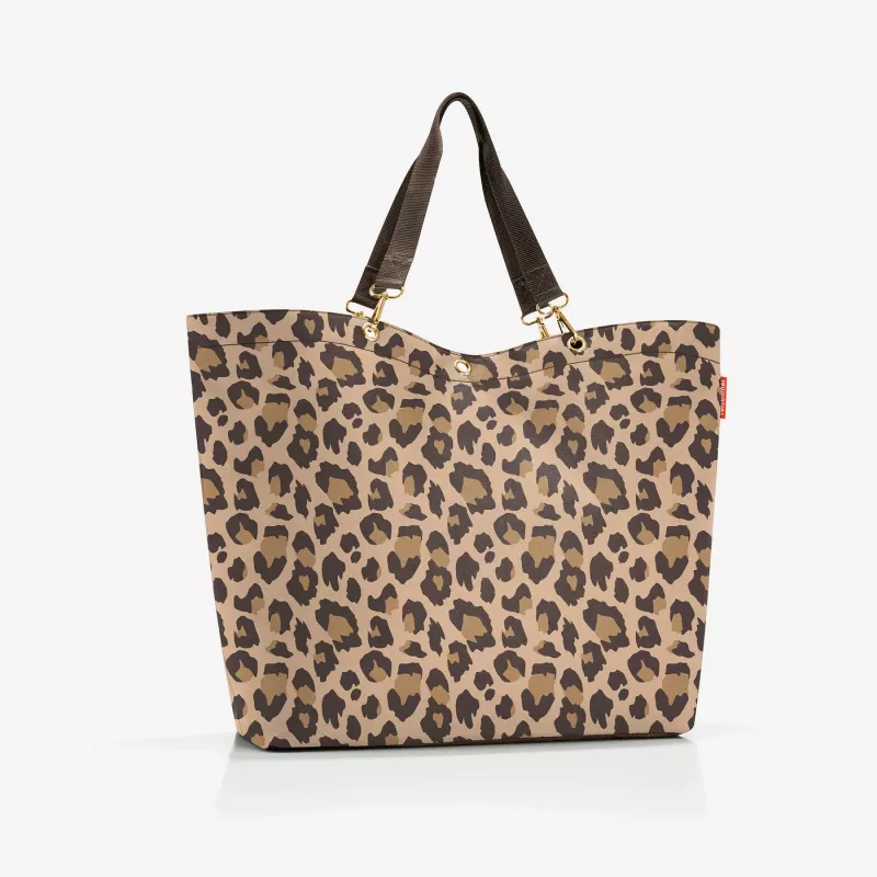 Reisenthel Shopper XL Leo Macchiato – bolsa de compra grande de PET reciclado con estampado de leopardo, 35 L