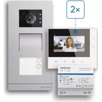 ABB Welcome Basic set de videoportero de 2 hilos para vivienda de dos familias, monitor de 4,3