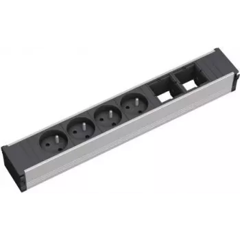 Bachmann CONI 4xUTE 2xABD unidad de distribución de corriente, 4 tomas universales, 2 puertos de carga USB, negro